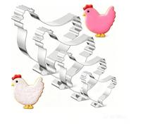 Chicken Cookie Cutter - 4-Piece Stainless Steel Fondant Molds, Chick Baking Molds for Pastry, Fondant, and Biscuits, Chicken-Shaped Cookie Cutter Set for Kitchen, Easter, Birthdays, Spring, Christmas