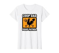 Chicken Coop Dad Poop Patrol Funny Poultry Farmer Camiseta gráfica económica, Mujer, Blanco, XL