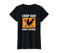 Chicken Coop Dad Poop Patrol Funny Poultry Farmer Camiseta gráfica económica, Mujer, Negro, M