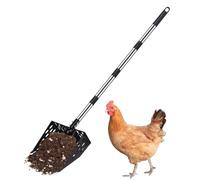 Chicken Coop Scooper - 2 in 1 Manure Rake & Sifter Tool, Adjustable Long Handle Poultry Waste Cleaner with Sifting Rake Design, Durable Coop Cleaning Tool for Chicken, Farm, Garden, Rabbit & Pet Areas
