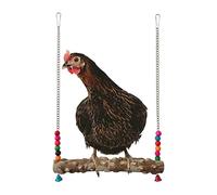 Chicken Coop Swing, Wooden Playground Bar, Hens Enrichment Toy with Metal Bells, Poultry Climbing Perch, Natural Timber Build for Rooster Parrots Cage, and Chicken Coop Accessory for Hens Backyard Run