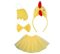 Chicken Costume - Funny Chicken Costume Accessories Set for Cosplay | Headband Dress Bowtie Outfit for Adults Kids Holiday Birthday Christmas Party Halloween Themed Events Performances Gatherings