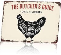 Chicken Cut Chart Butcher Reference Metal Wall-Art 8 X 12 in