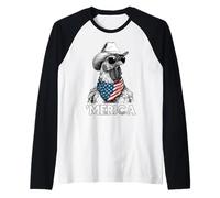 Chicken Farm Free Range - Sombrero de Vaquero con Bandera Estadounidense Camiseta Manga Raglan