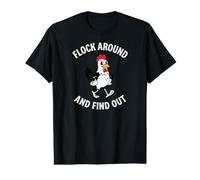Chicken Farmer Flock Around and Find out Funny Rooster Camiseta gráfica económica