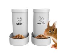 Chicken Feeder - 4.72 Inches Spill Proof Dispenser for Farmhouse Ducks Turkeys Bunnies, 2 Piece Feeding Box with Oyster Shell Grit Holder, Wall Fence Feeder for Keepers Cats Backyard Coops