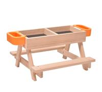 Chicken Feeder, Food Dispenser, Wooden Base Spill and Weather Resistant Rustic Design Reusable System Feeding Station, Waterer Set for Farm, Poultry, 15.75x14.96x9.45inches