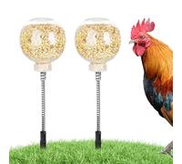 Chicken Feeder, Poultry Alimentador, 2 piezas Fowl Feeders with Stake, Refillable Foods Dispenser Movable, Birds Food Jar for Training Chickens in Barn, Garden, Field, Oro Yard