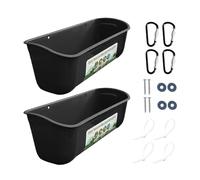 Chicken Feeds Trough Set - 2pcs No Waste Poultry Waterer Bucket Feed Trough, Feeding Container For Livestock, Hanging Chicken Feeder Livestock with Clips, Hanging Chickens Feeder For Duck, Deer