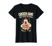Chicken Game Don't Look at The Chicken Funny Chicken Camiseta gráfica económica, Mujer, Negro, XL