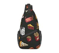 Chicken Leg Burger Drink Lotus Flower Namaste Crossbody Bag, Hombres y Mujeres Sling Chest Cross Body Bag, Utilizado para Ocio y Viajes