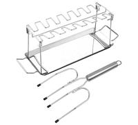 Chicken Leg Rack, Drumstick Holder with Turkey Fork, 17.01x5.75x5.71 in, Stainless Steel Roaster Stand, Ideal for Camping, Backyard Grilling, Picnic, Tailgating, Outdoor Cooking