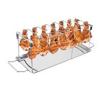 Chicken Leg Rack, Grill Chicken Rack, 18,11x5,71 pulgadas Stainless Steel No Tick Plegable Bbq Tools for Barbacoa, Backyard Cooking, Camping and Outdoor Grilling