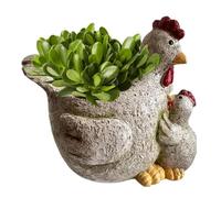 Chicken Planter Pot - Resin 21x18x18cm | Cute Animal Pot, Cartoon Parent-Child Chicken Flowerpot | Bonsai Plant Holder For Indoor Garden Home Desktop Decoration