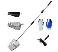 Chicken Poop Scooper - Chicken Coop Litter Scoop With Extendable Handle | 3 Shovel Heads Ergonomic Cleaning Tool | Stainless Steel 700g For Farm Maintenance Litter Animal Waste Poultry Manure Removal