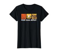 Chicken Poops Eggs Repeat Funny Homesteader Backyard Camiseta gráfica económica, Mujer, Negro, M