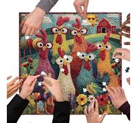 Chicken Puzzle - Colorful Rooster Sunflower Jigsaw | 500 Piece Farmhouse Wall Decor, Fun Game Night Activity for Beginners Art Lovers Home Living Room