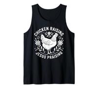 Chicken Raising Jesus Praising Fe Humana Granja Cristiana Camiseta sin Mangas