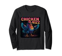 Chicken Rizz Cool Rooster Humor Trendy Farm Vibes Manga Larga