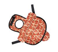 Chicken Saddle, Reusable Poultry Feathers Protector, Comfortable Adjustable Back Cover, Ideal for Hens, Roosters, Chickens in Coop, Barnyards, or Outdoor -Range Use, 35x27cm Orange Black White