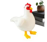 Chicken Stuffed Animal - 18cm Realistic Cute Toys | Animal Plush Doll Desk Figurines | Soft White Rooster And Hen Dolls For Kids Girls Boys Adults Living Room Bedroom Office Car Travel Birthday Party