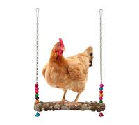 Chicken Swing - Poultry Playground, Hens Enrichment Toys with Natural Wood Structure and Bells, Bird Ladder Perch, Rooster Climbing Toy, Hanging Coop Accessory for Engaging Backyard Bird Play