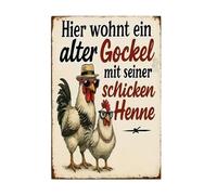 Chicken Wall Sign, Wooden Nostalgic Ornament, 7.87×5×0.2in Rustic Rooster Decoration for Indoor Bar Farmhouse Kitchen Garage Bedroom Dining Room, Daily Greeting Aid for Home Routine, Support Helper