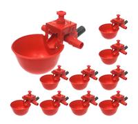 Chicken Water Cups, Automatic Chickens Cup Waterer, Adjustable Poultry Drinker Set, Easy Refill Feeding Cups, Farm Accessories, 10 Pack Red, Ideal for Backyard Coop, 8.5x7x4cm