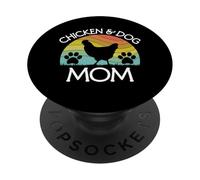 Chickens & Dog Mom Mujeres Niñas Perrito Madre Mascota Polluelo Granjero PopSockets PopGrip Adhesivo