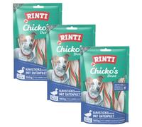 Chicko's Dent Pato Mediano | Palitos masticables Perro | 3x150 g | con Pato | Rinti | Alimento complementario | Puede apoyar la higiene dental | Con cuero vacuno y pechuga de pato | Paquete de 3
