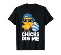 Chicks Dig Me Easter para niños pequeños y hombres, feliz Pascua divertida Camiseta