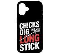 Chicks Dig The Long Stick Jugador de Lacrosse |- Carcasa para iPhone 16
