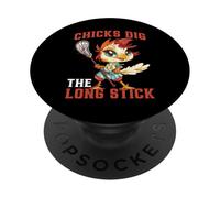 Chicks Dig The Long Stick Jugador de Lacrosse - PopSockets PopGrip Adhesivo