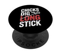Chicks Dig The Long Stick Jugador de Lacrosse |- PopSockets PopGrip Adhesivo