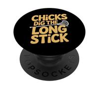 Chicks Dig The Long Stick Jugador de Lacrosse |- PopSockets PopGrip Adhesivo