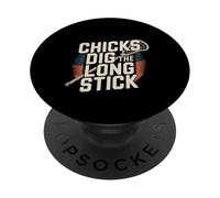 Chicks Dig The Long Stick Jugador de lacrosse -- PopSockets PopGrip Adhesivo