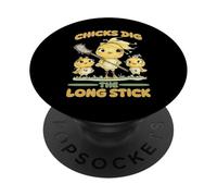 Chicks Dig The Long Stick Jugador de Lacrosse - PopSockets PopGrip Adhesivo