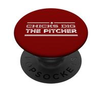 Chicks Dig The Pitcher - Divertido Amante del béisbol PopSockets PopGrip Adhesivo