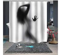 Chickwin 3D Cortina de Ducha Tejido de Poliéster Impermeable, Halloween Horror Suspense Calavera Patrón Anti-Molde Baño Ducha Cortinas con 12 Ganchos (150x180cm,Mujer Sexy)