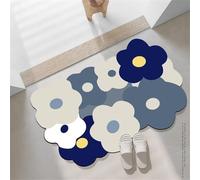 Chickwin Alfombra de Baño Absorbente Secado Rápido Diatomita, Forma Pétalo Colorido Alfombra Baño Antideslizante Alfombrillas de Baño Alfombrillas Baño Lavable para Cocina (Azul Oscuro,40x60cm)