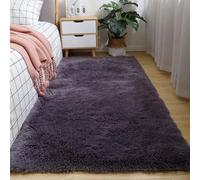 Chickwin Alfombra de Pelo Largo Salon, Alfombra Moderna Shaggy Peluda Suave con Base Antideslizante Alfombrilla Esponjosa Cómoda Lavables para Dormitorio Habitación (Púrpura Oscuro A,80x200cm)
