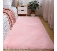 Chickwin Alfombra de Pelo Largo Salon, Alfombra Moderna Shaggy Peluda Suave con Base Antideslizante Alfombrilla Esponjosa Cómoda Lavables para Dormitorio Habitación (Rosa A,60x200cm)