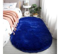Chickwin Alfombra de Pelo Largo Salon,Alfombra Moderna Shaggy Peluda Suave con Base Antideslizante Alfombrilla Esponjosa Cómoda Lavables para Dormitorio Habitación Infantil (Azul Oscuro,60x90cm)