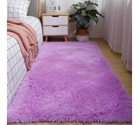 Chickwin Alfombra de Pelo Largo Salon, Alfombra Moderna Shaggy Peluda Suave con Base Antideslizante Alfombrilla Esponjosa Cómoda Lavables para Dormitorio Habitación (Púrpura A,60x160cm)