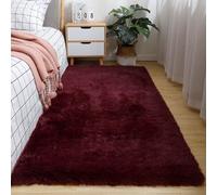 Chickwin Alfombra de Pelo Largo Salon, Alfombra Moderna Shaggy Peluda Suave con Base Antideslizante Alfombrilla Esponjosa Cómoda Lavables para Dormitorio Habitación (Borgoña A,40x120cm)