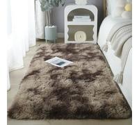 Chickwin Alfombra de Pelo Largo Salon, Alfombra Moderna Shaggy Peluda Suave con Base Antideslizante Tie Dye Alfombrilla Esponjosa Cómoda Lavables para Dormitorio (Color café B,80x120cm)