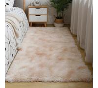 Chickwin Alfombra de Pelo Largo Salon, Alfombra Moderna Shaggy Peluda Suave con Base Antideslizante Tie Dye Alfombrilla Esponjosa Cómoda Lavables para Dormitorio (Beige A,80x120cm)