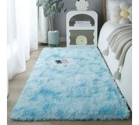 Chickwin Alfombra de Pelo Largo Salon, Alfombra Moderna Shaggy Peluda Suave con Base Antideslizante Tie Dye Alfombrilla Esponjosa Cómoda Lavables para Dormitorio (Azul Cielo B,120x160cm)