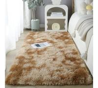 Chickwin Alfombra de Pelo Largo Salon, Alfombra Moderna Shaggy Peluda Suave con Base Antideslizante Tie Dye Alfombrilla Esponjosa Cómoda Lavables para Dormitorio (Color Camel B,120x160cm)