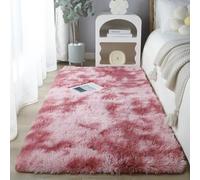 Chickwin Alfombra de Pelo Largo Salon, Alfombra Moderna Shaggy Peluda Suave con Base Antideslizante Tie Dye Alfombrilla Esponjosa Cómoda Lavables para Dormitorio (Rosa Rosado B,60x90cm)